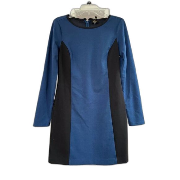 Laundry By Shelli Segal Blue & Black Long Sleeve Scoop Neck Dress size 4 - Picture 1 of 8
